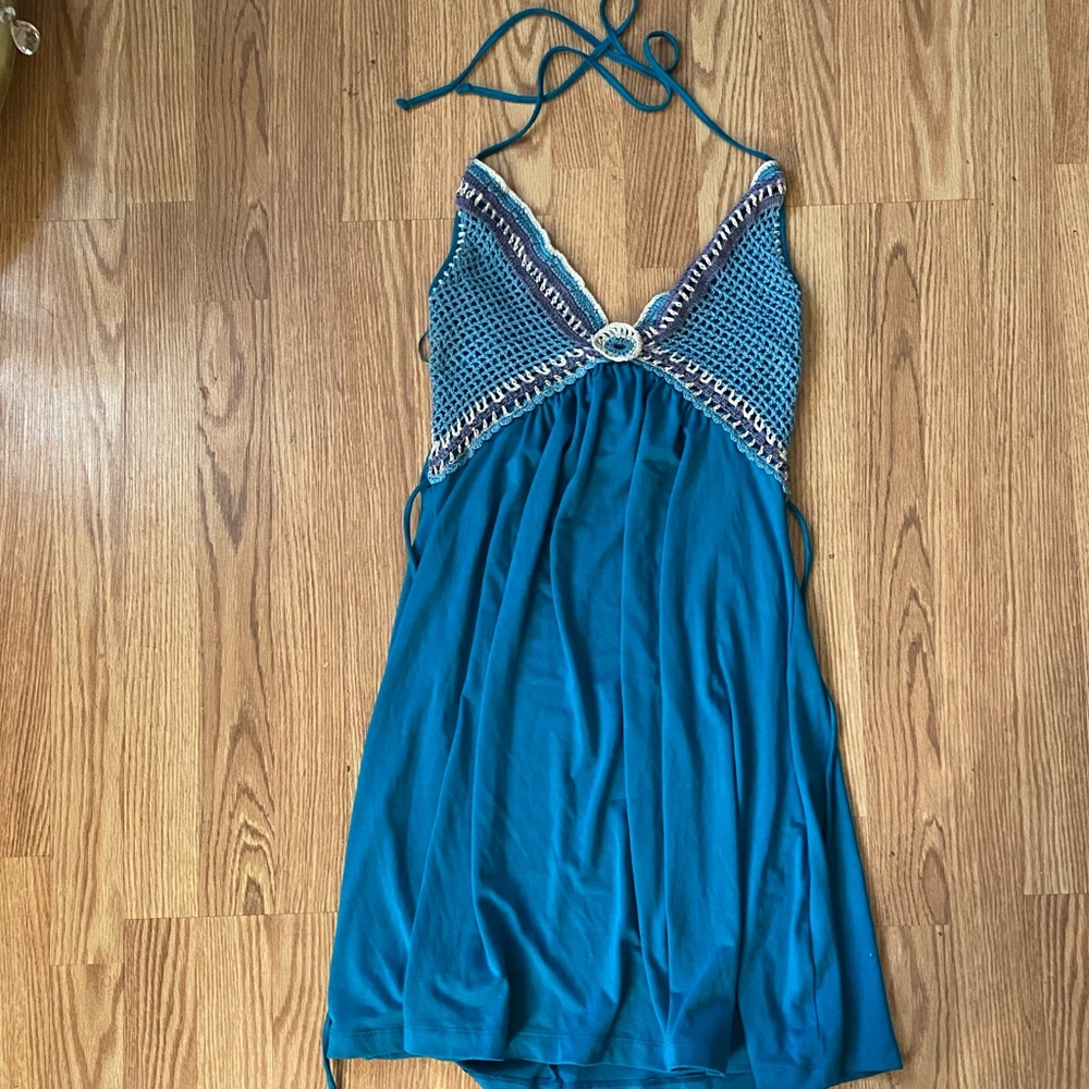 NWOT Debbie Miller crochet halter dress sz S